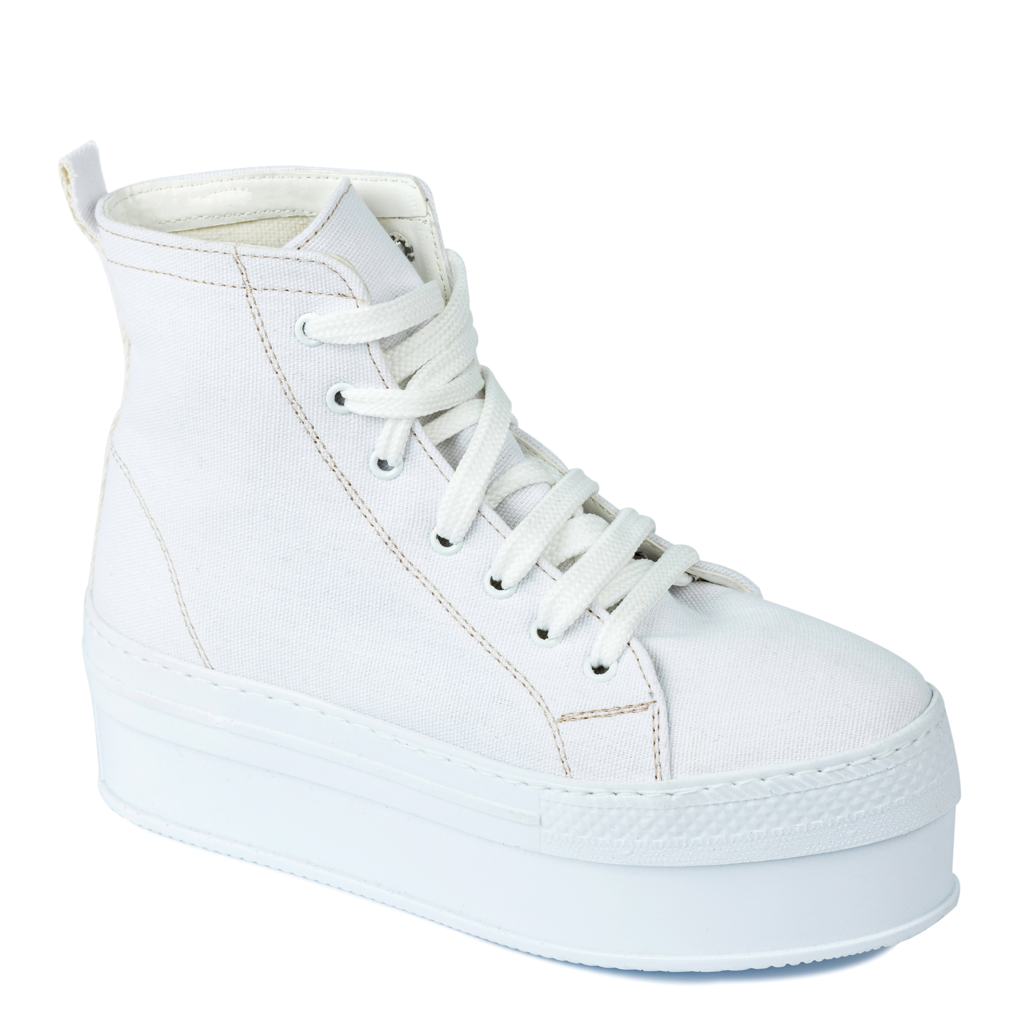 HIGH SOLE ANKLE SNEAKERS - WHITE