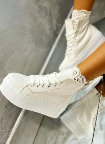 HIGH SOLE ANKLE SNEAKERS - WHITE
