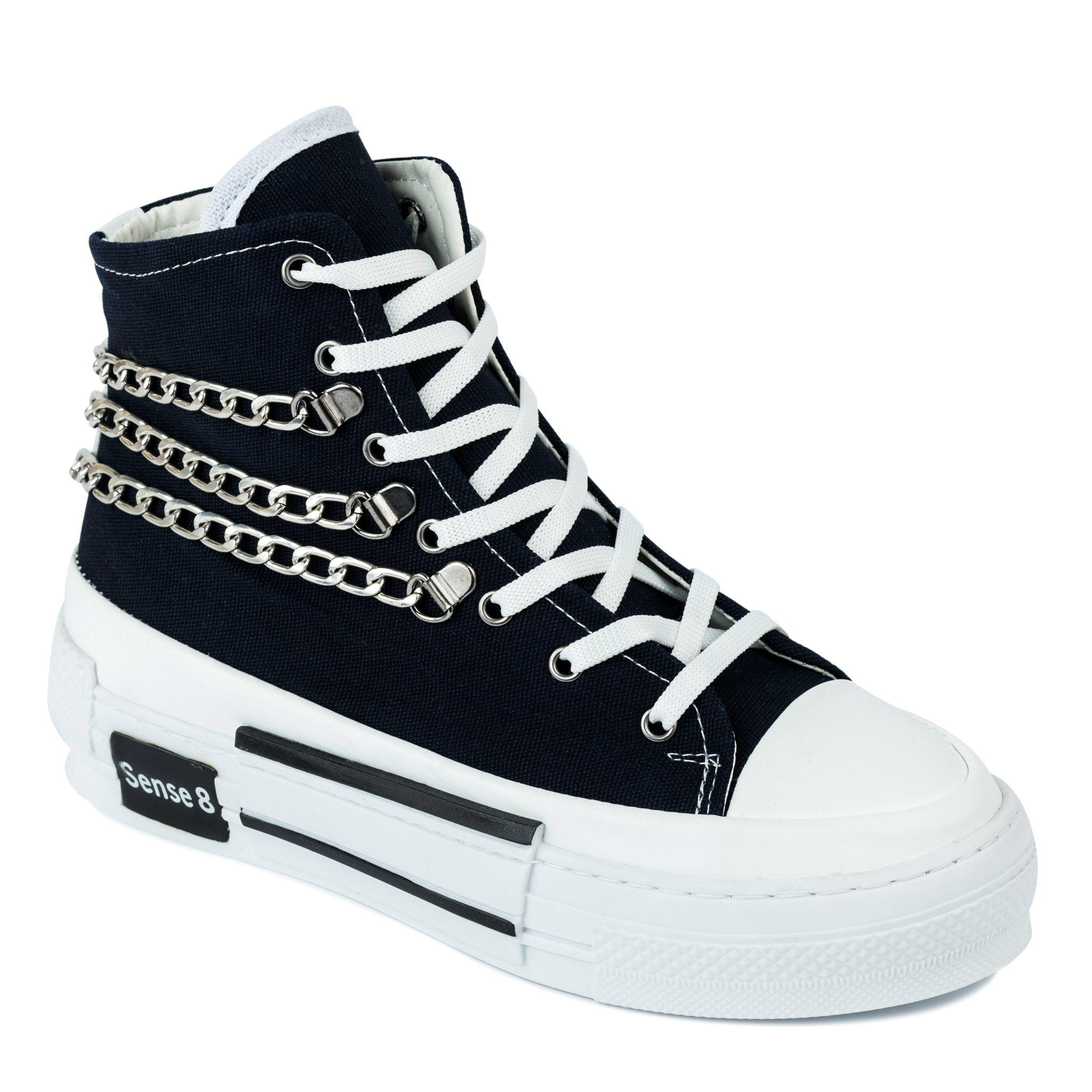 ANKLE SNEAKERS WITH CHAIN - BLACK