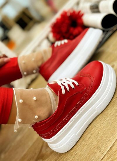 HIGH SOLE SHALLOW SHOES - RED