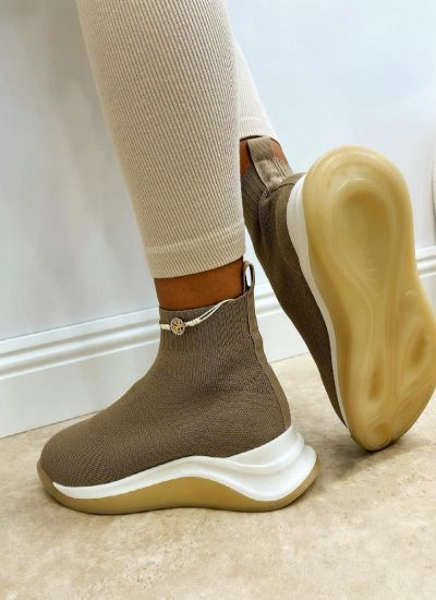 STRETCH ANKLE SNEAKERS - BEIGE