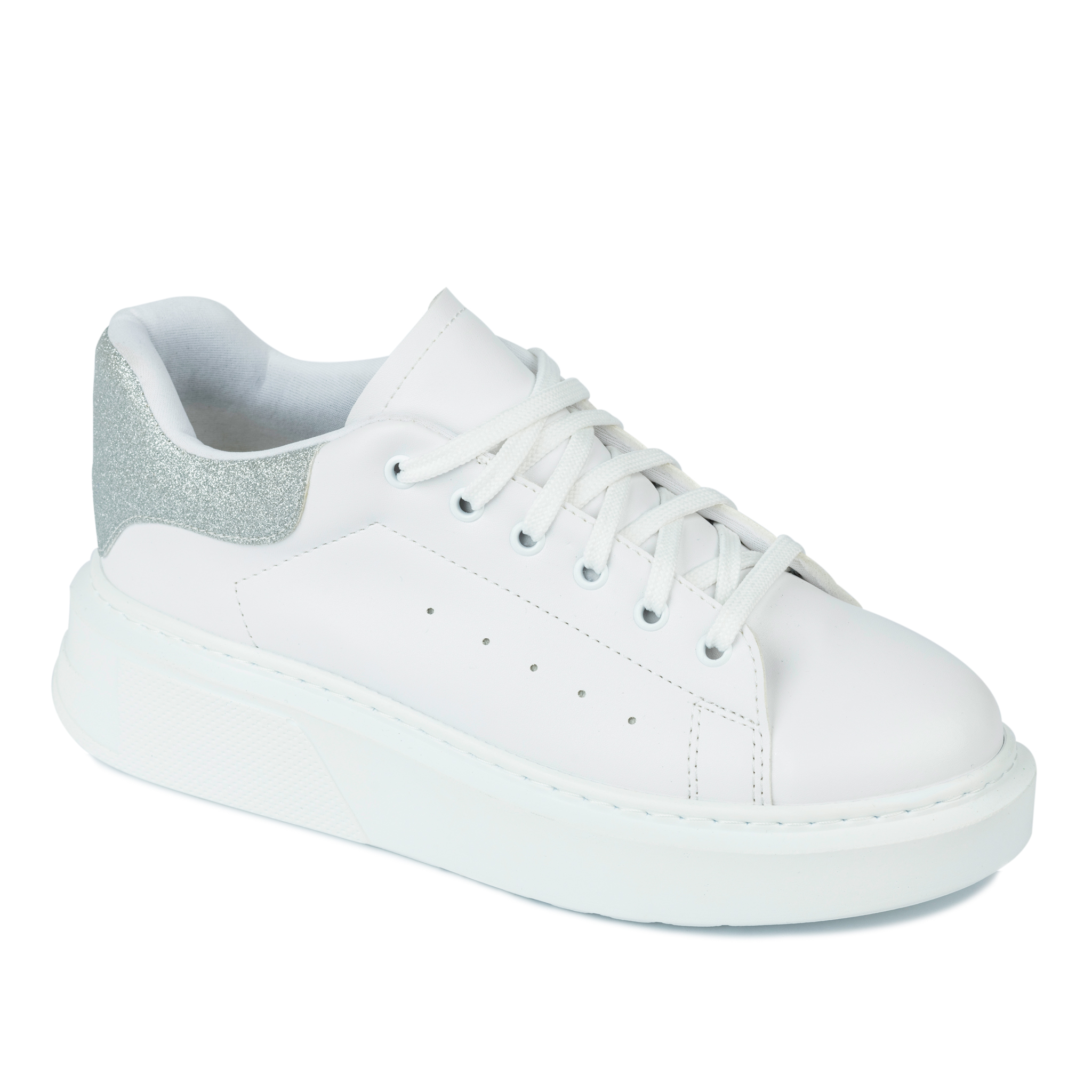 HIGH SOLE SNEAKERS WITH STRASS - WHITE