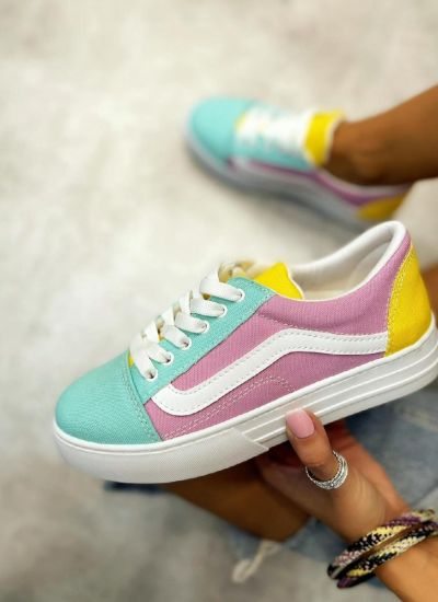 SHALLOW LACE UP SNEAKERS - ROSE/BLUE/YELLOW