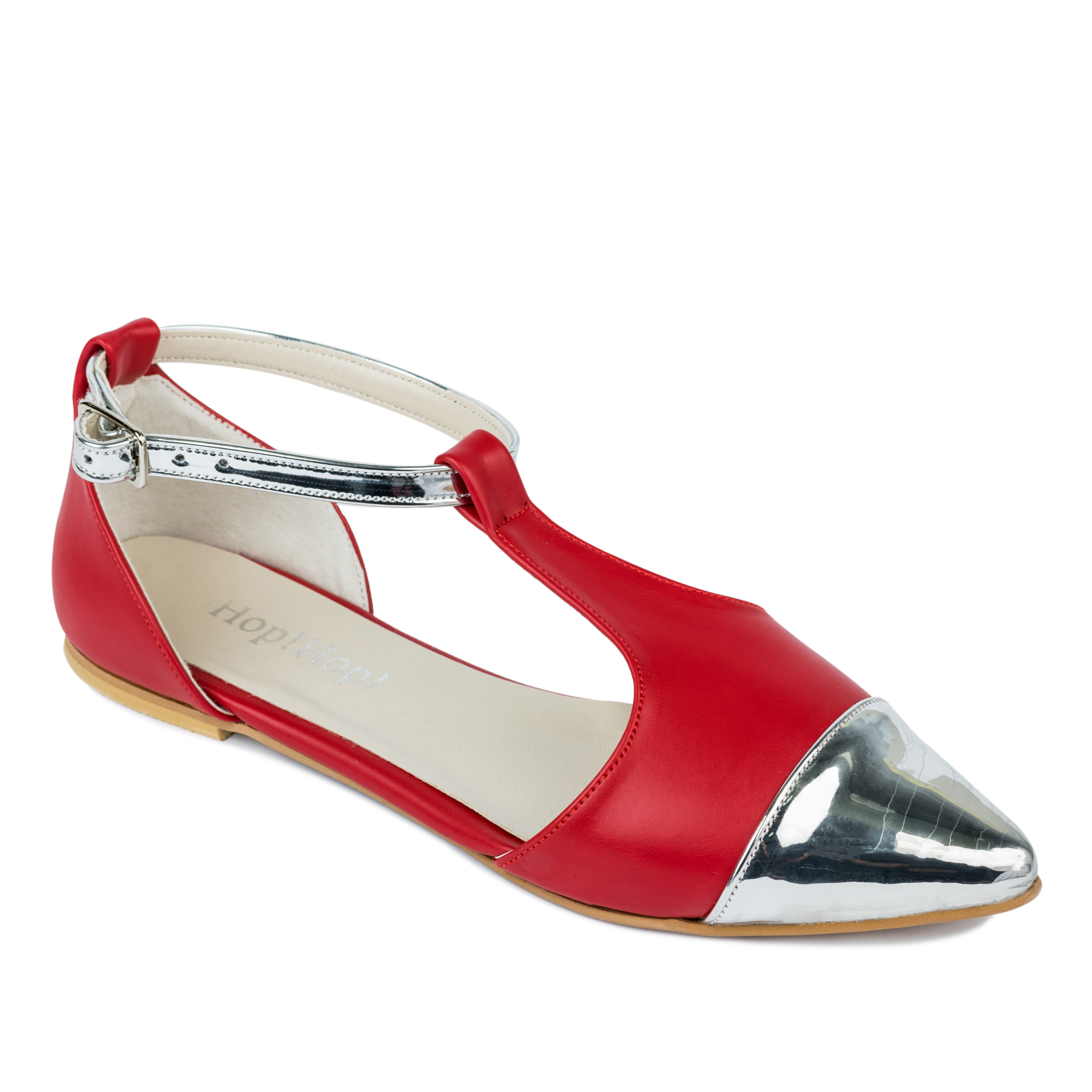 POINTED FLATS WITH BELT - RED