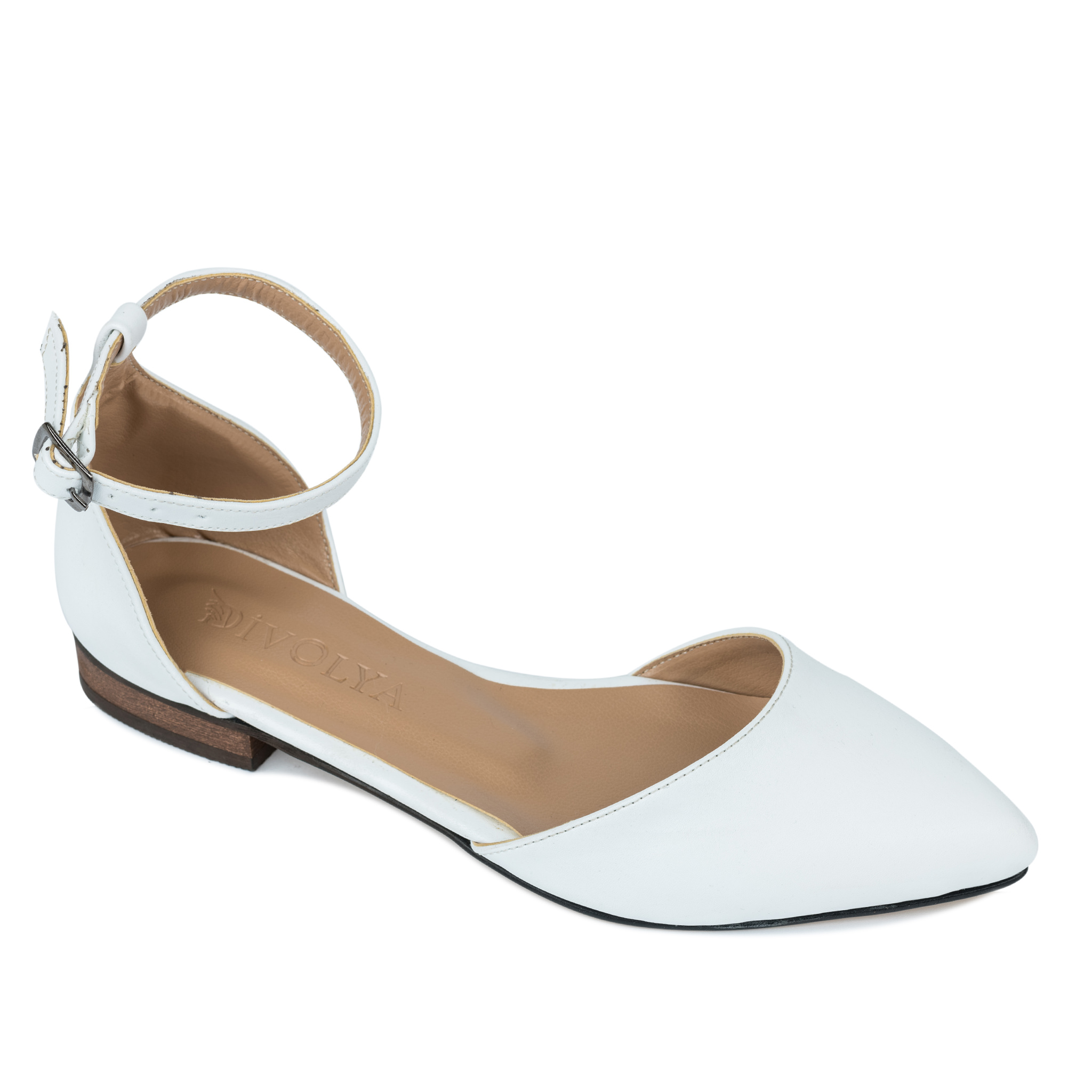 OPEN FLATS WITH BELT - WHITE