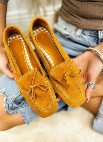 Leather ballet flats MISS - YELLOW