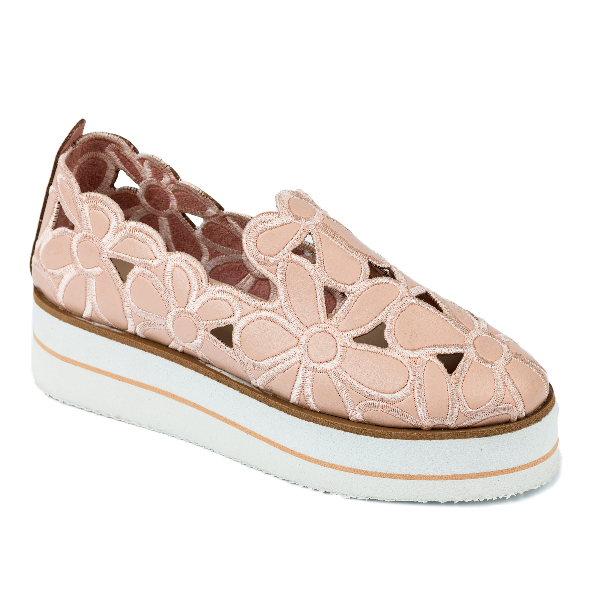 SHOES WITH HIGH SOLE AND FLOWER PRINT - ROSE