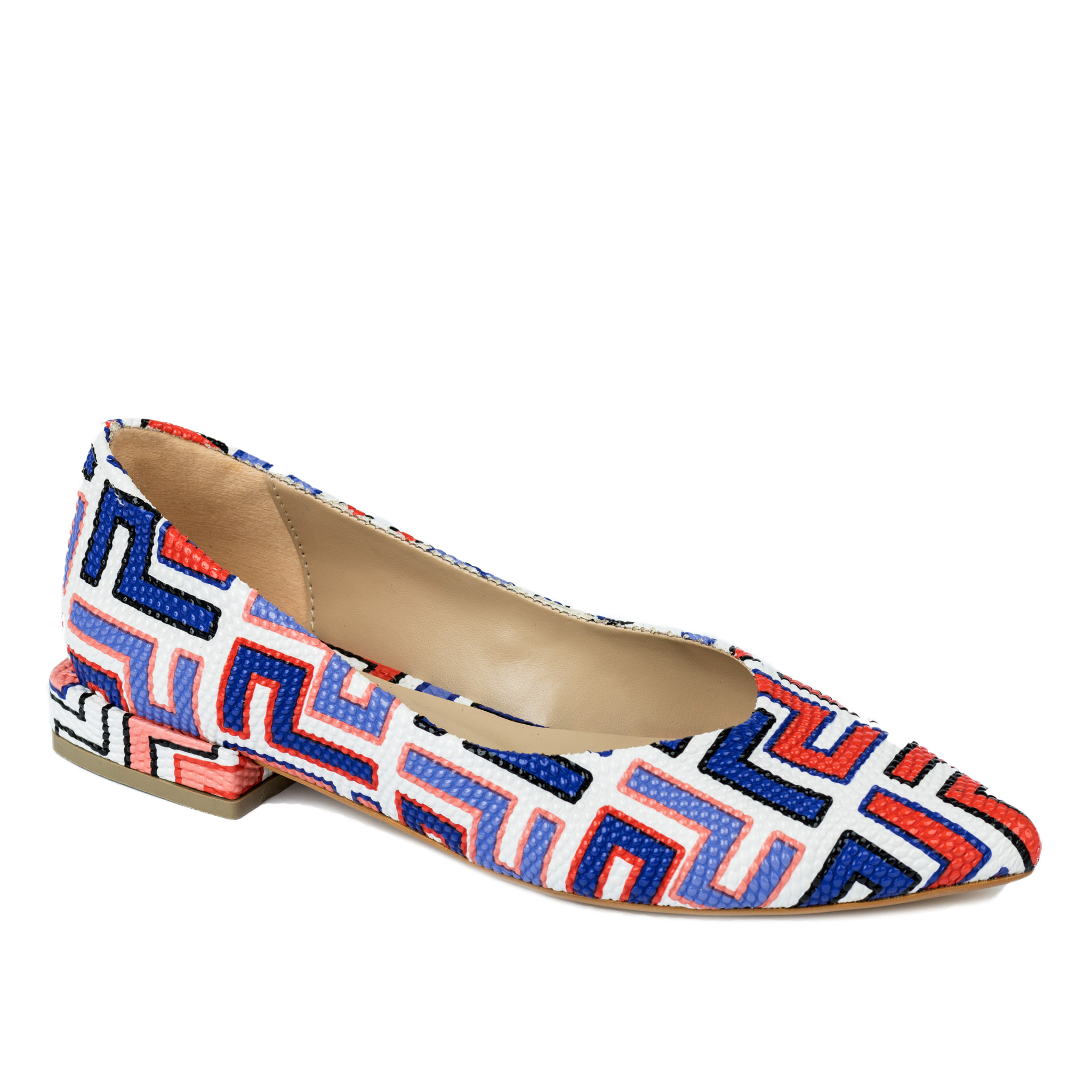 POINTED FLATS WITH PRINT - WHITE