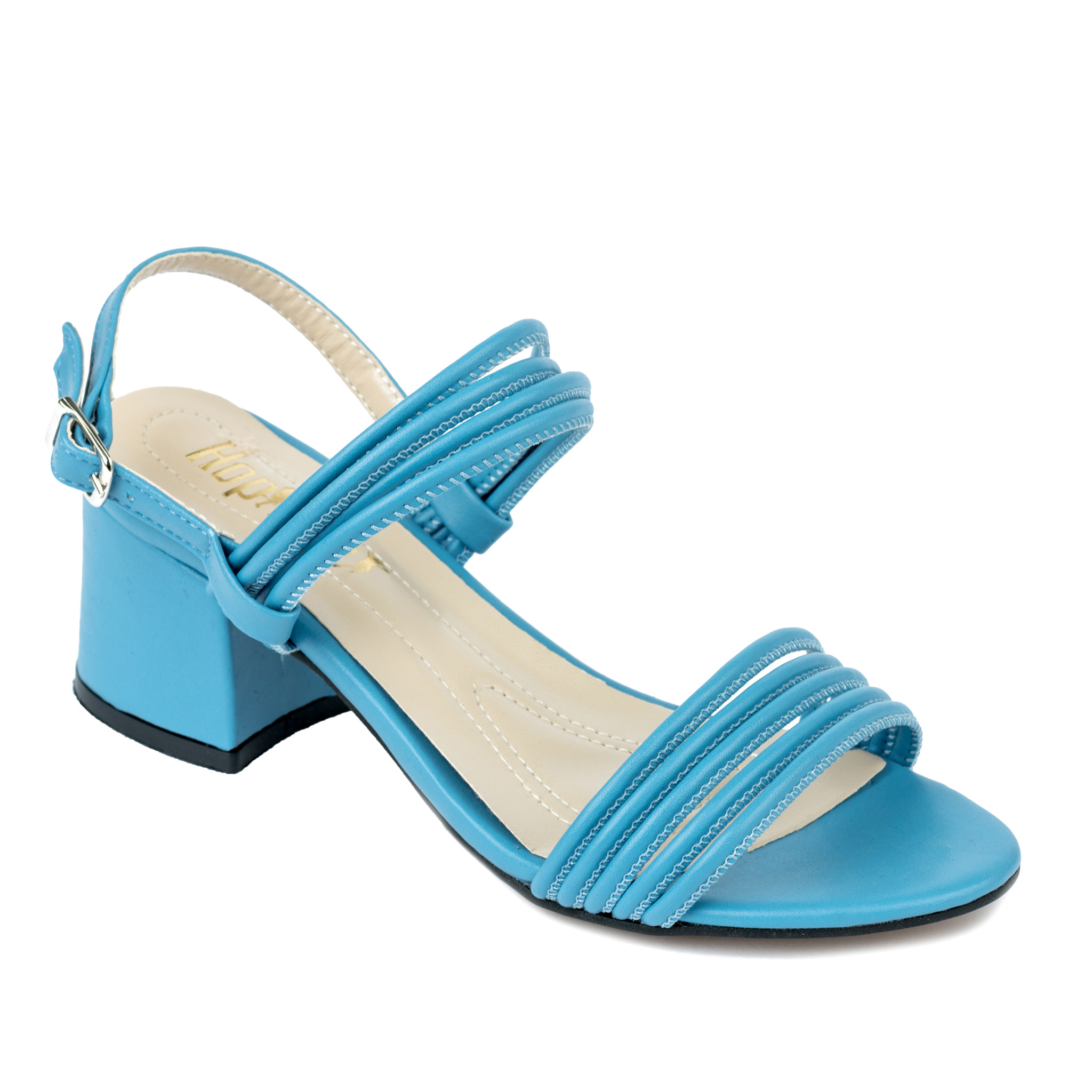 SANDALS WITH BELT AND THICK HEEL - BLUE