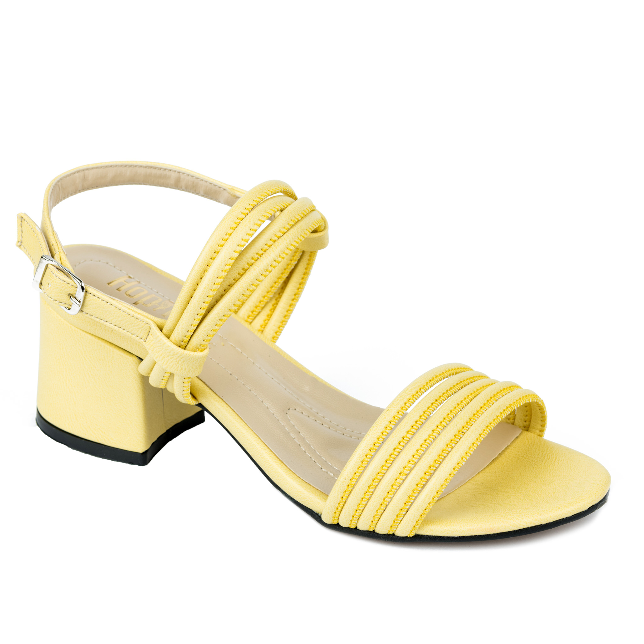 SANDALS WITH BELT AND THICK HEEL - YELLOW