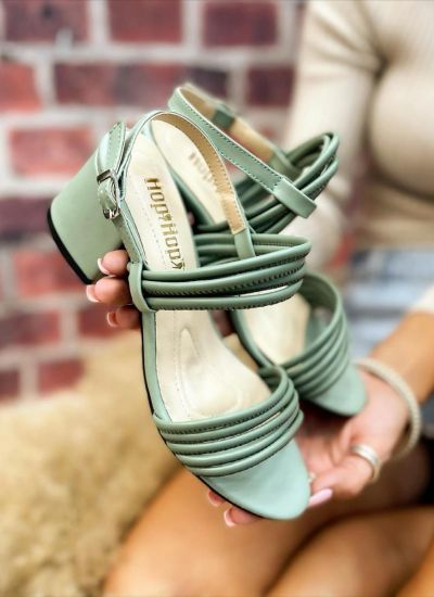 SANDALS WITH BELT AND THICK HEEL - GREEN