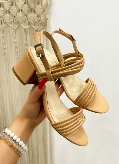 SANDALS WITH BELT AND THICK HEEL - BEIGE