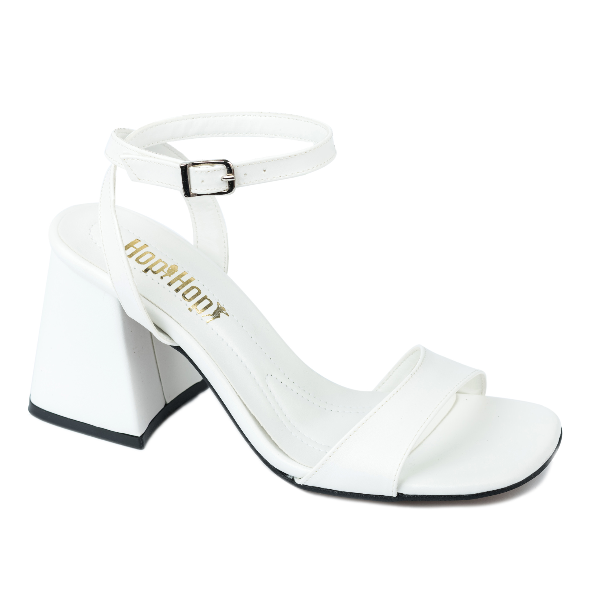 SANDALS WITH BELT AND THICK HEEL - WHITE