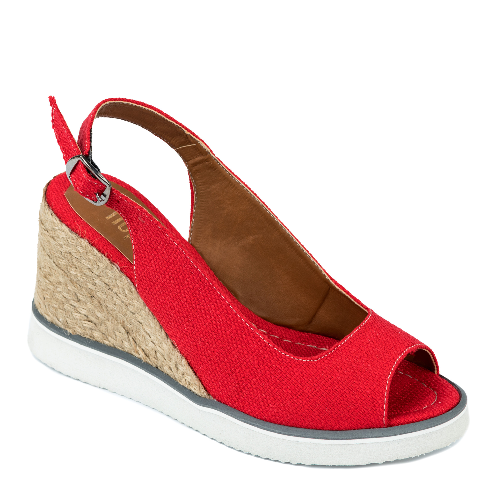 WEDGE SANDALS WITH JUTA - RED