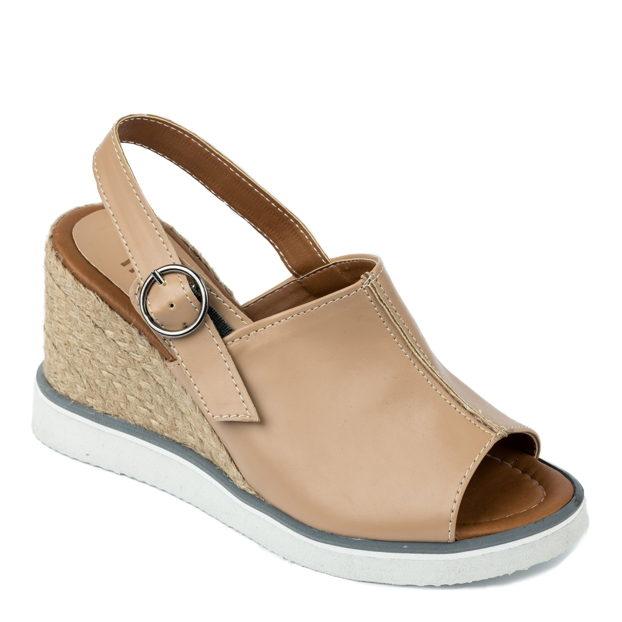 WEDGE SANDALS WITH JUTA AND SAW - BEIGE