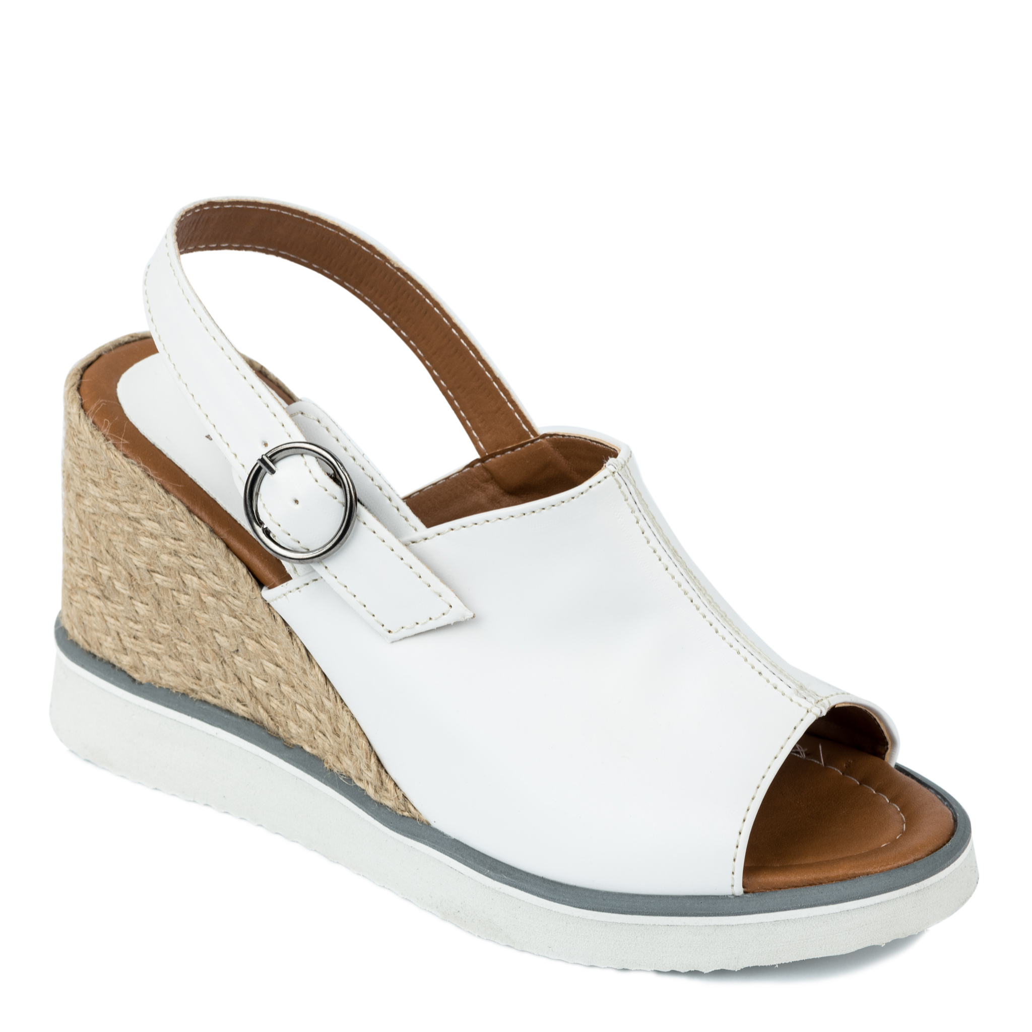 WEDGE SANDALS WITH JUTA AND SAW - WHITE