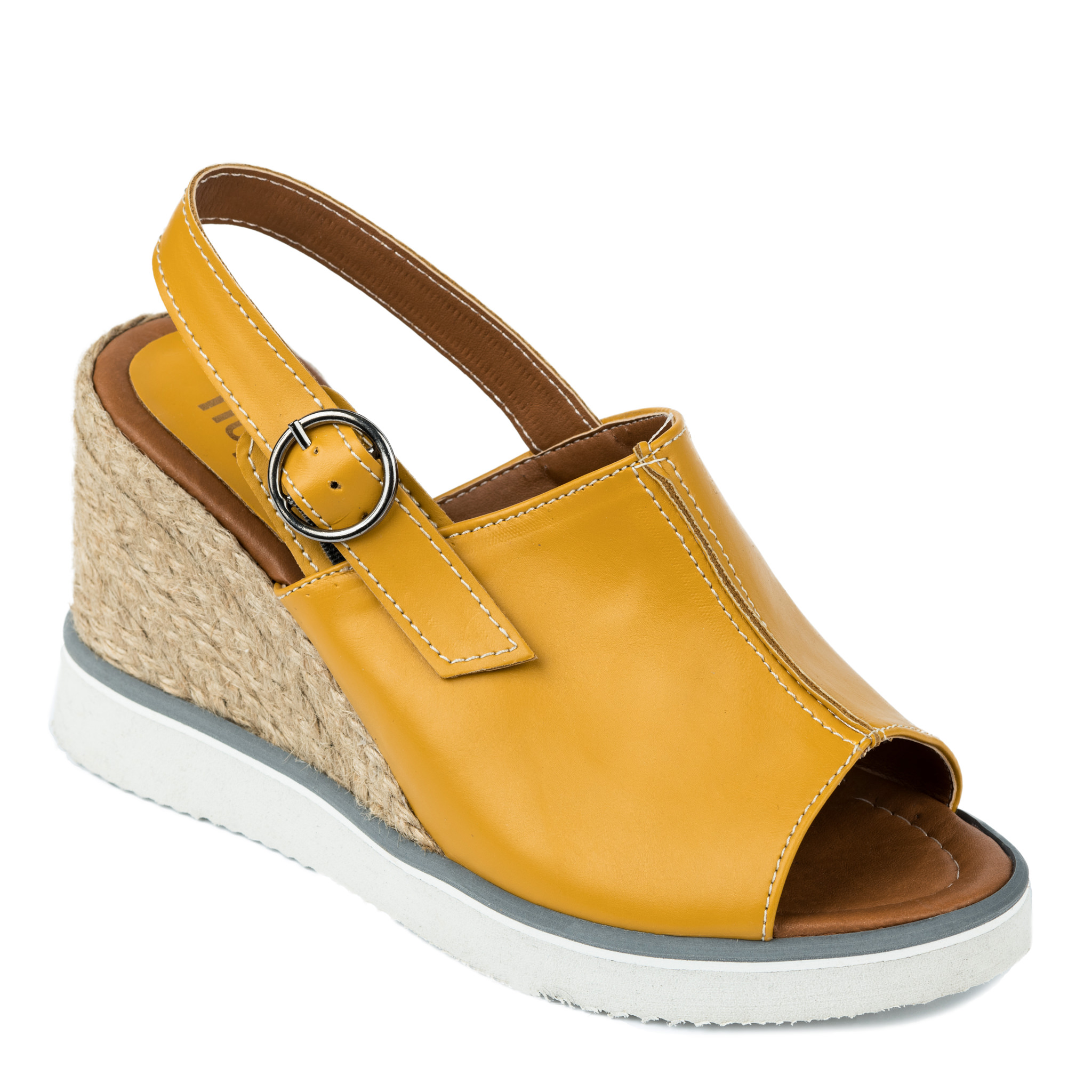 WEDGE SANDALS WITH JUTA AND SAW - OCHER