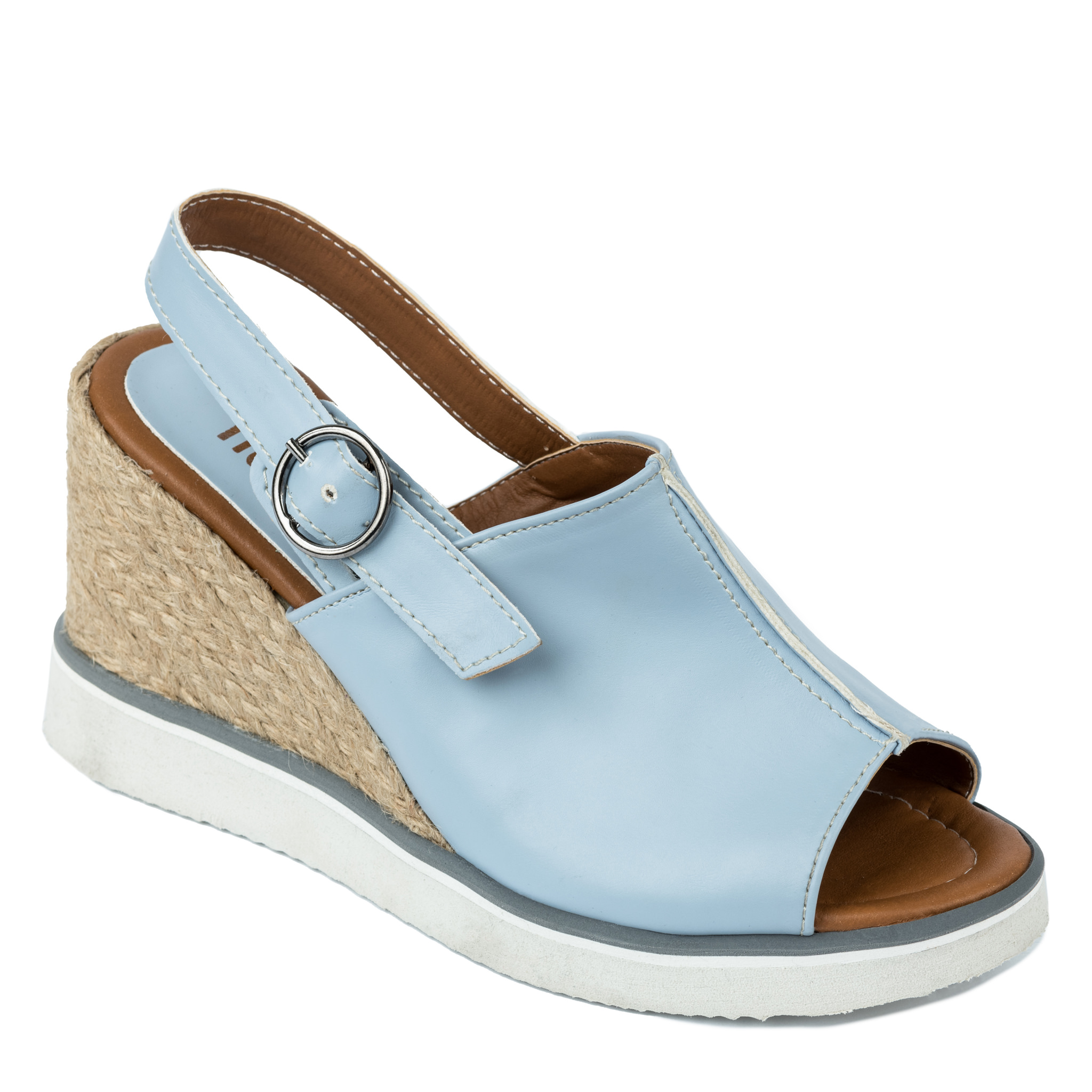 WEDGE SANDALS WITH JUTA AND SAW - BLUE