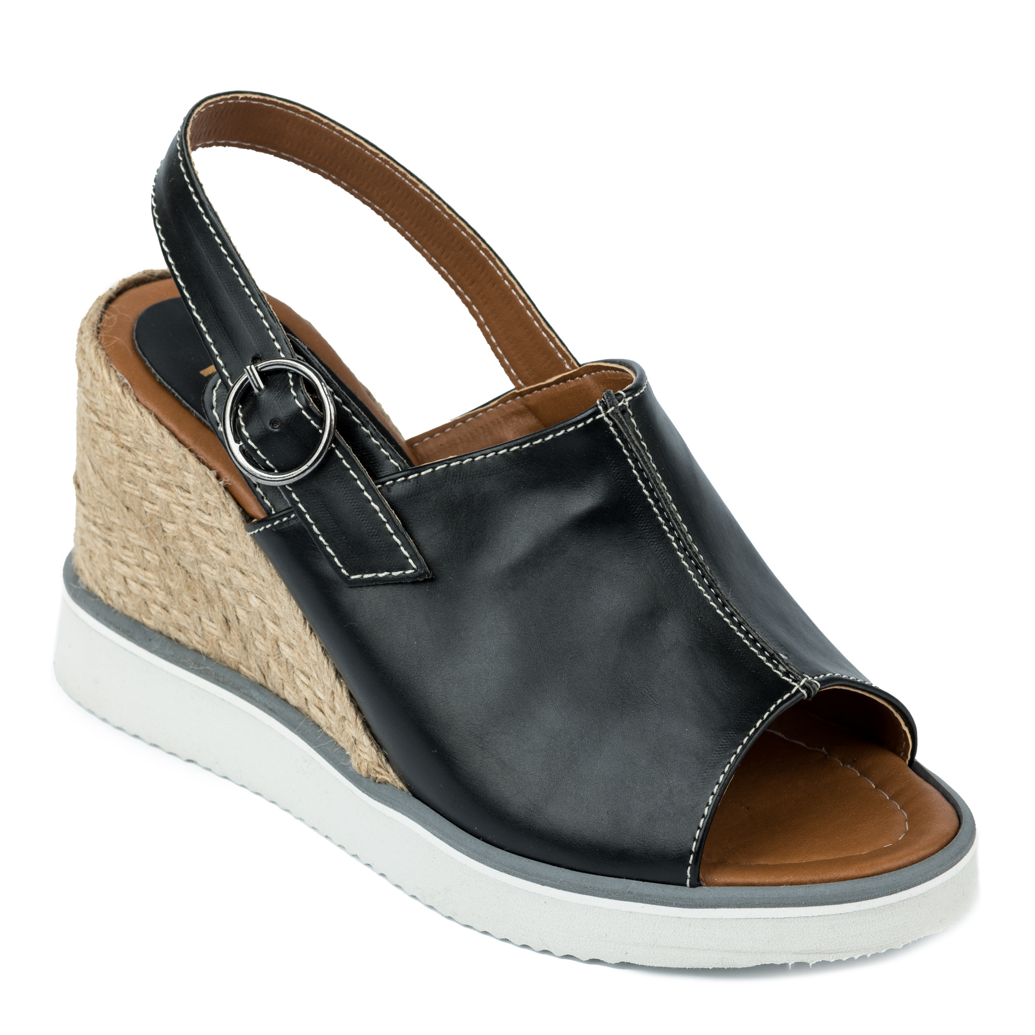 WEDGE SANDALS WITH JUTA AND SAW - BLACK
