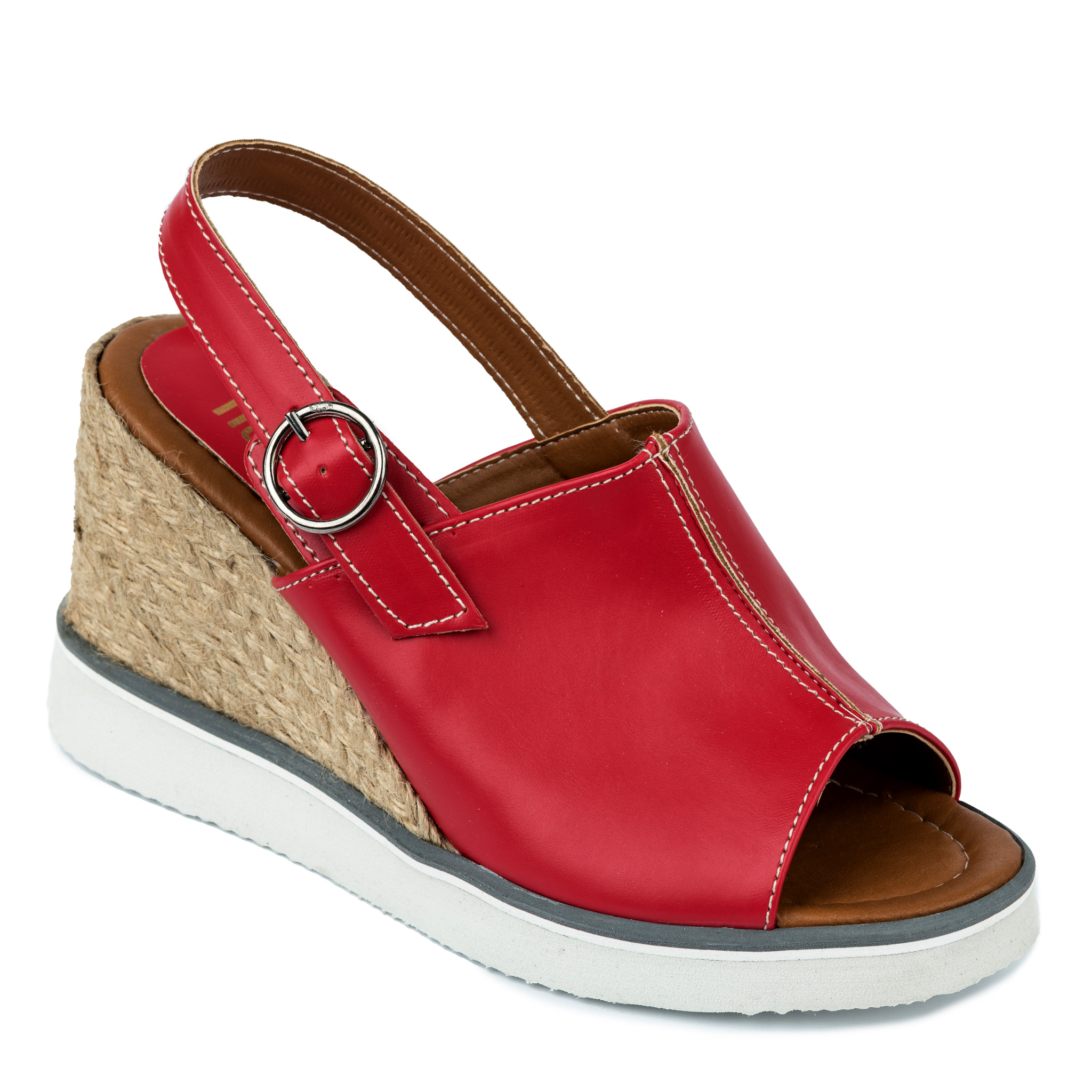 WEDGE SANDALS WITH JUTA AND SAW - RED