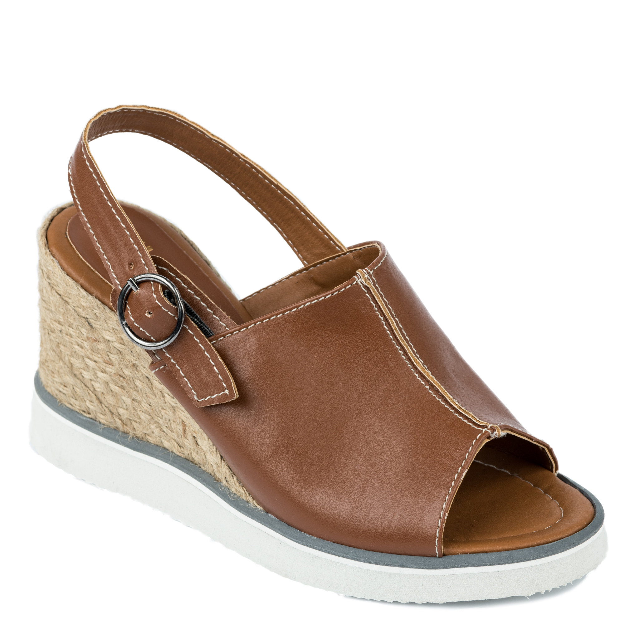 WEDGE SANDALS WITH JUTA AND SAW - BROWN