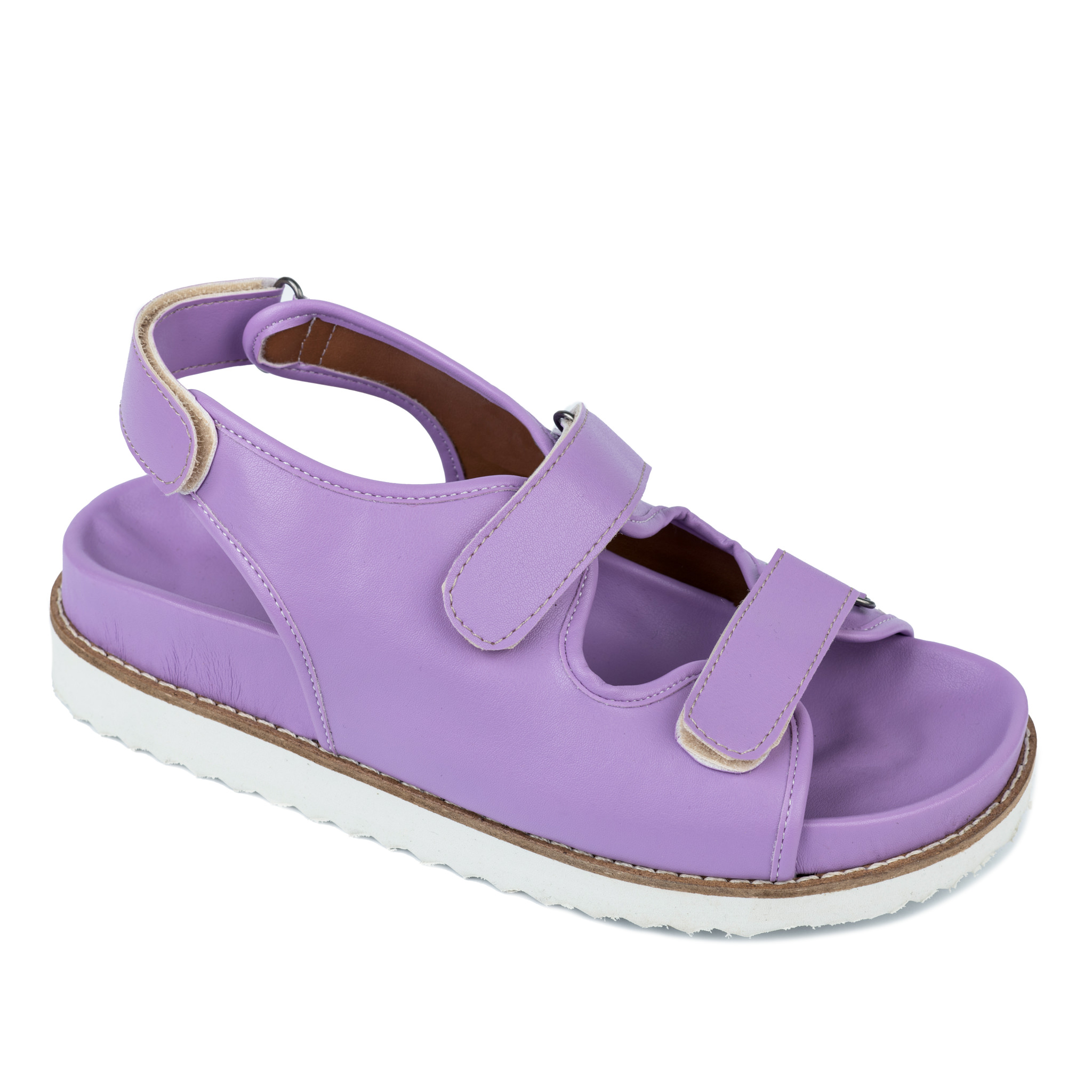 SPORT FLAT SANDALS WITH VELCRO BAND - PURPLE