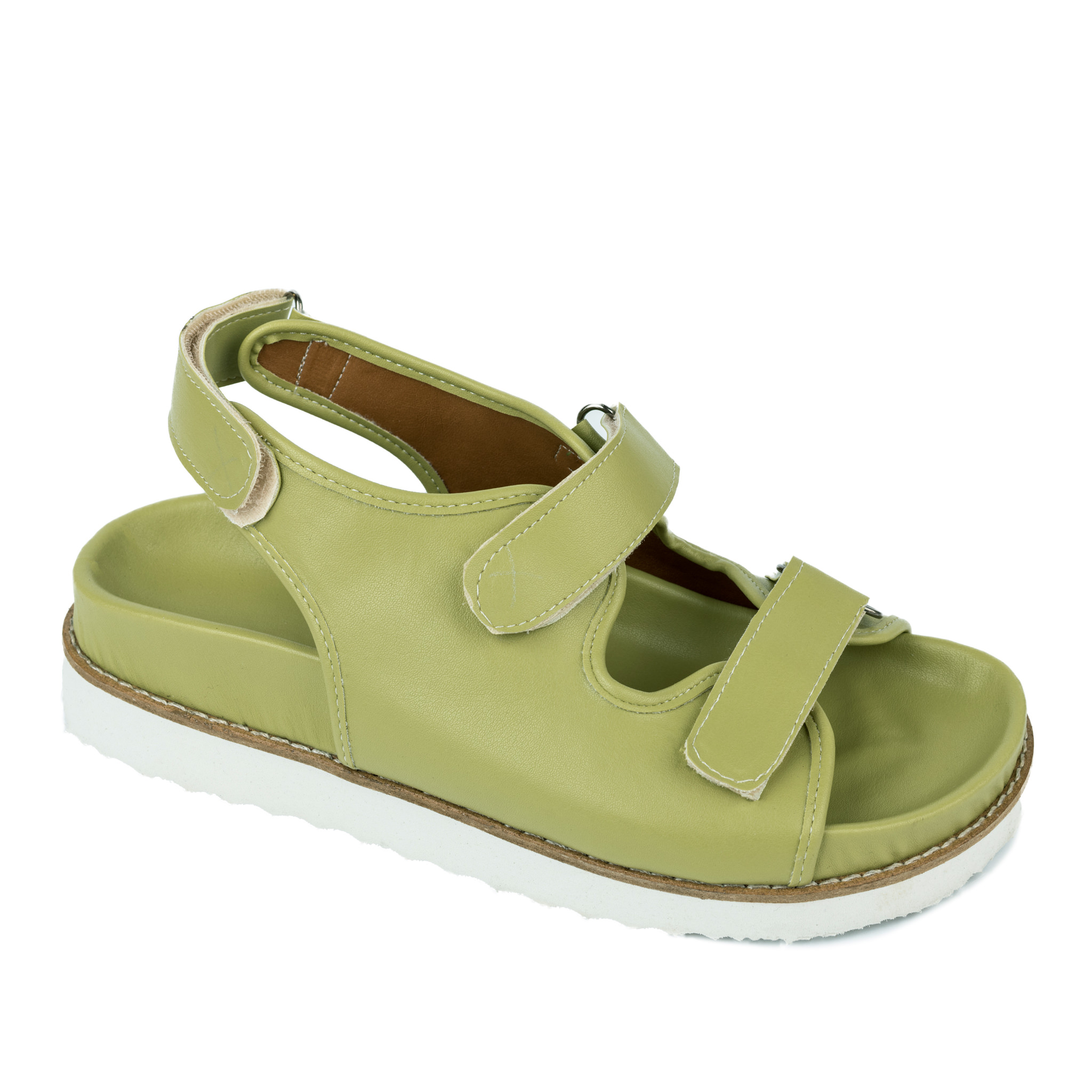 SPORT FLAT SANDALS WITH VELCRO BAND - GREEN