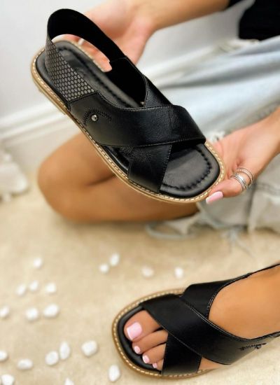 Leather sandals TERRA - BLACK