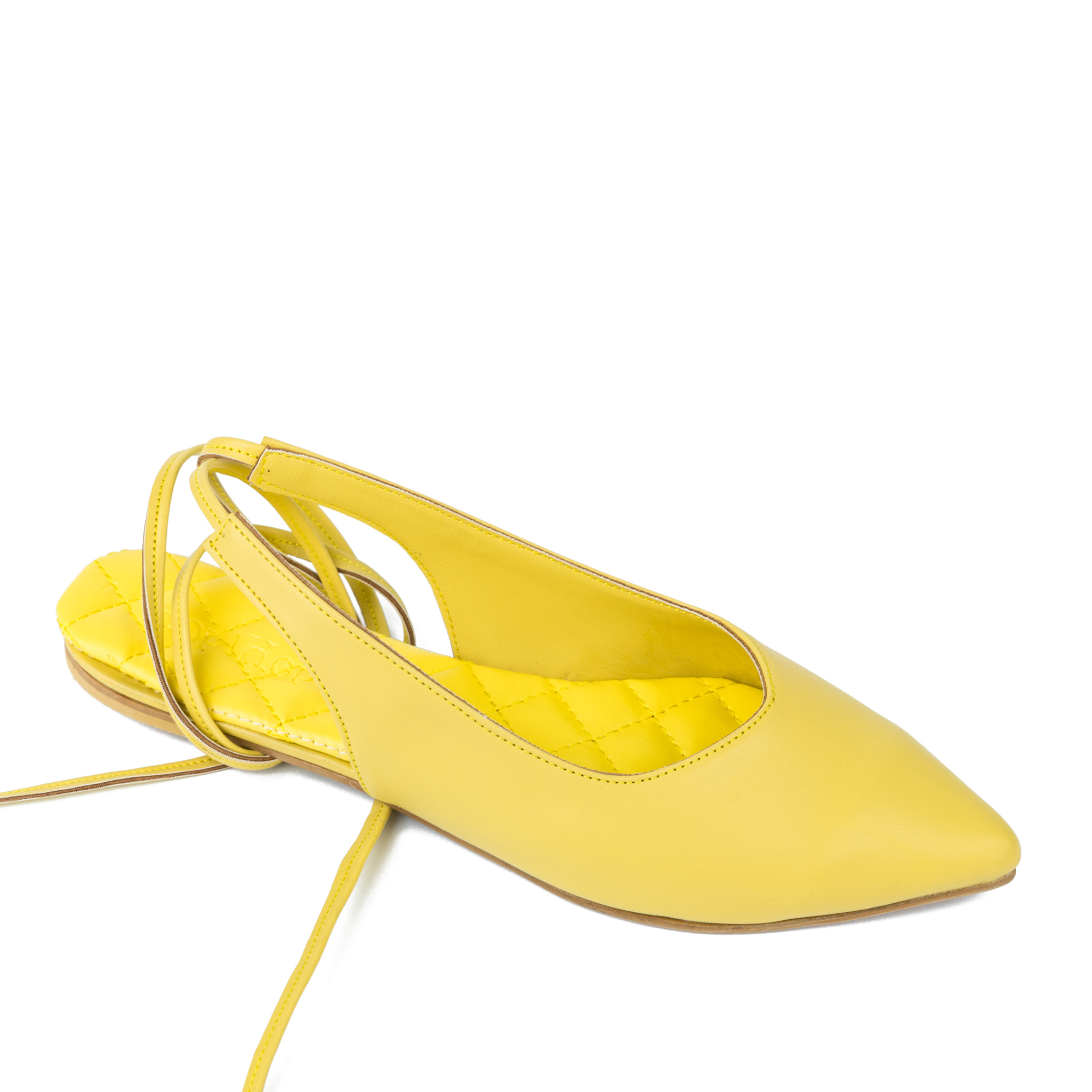 POINTED LACE UP SANDALS - YELLOW