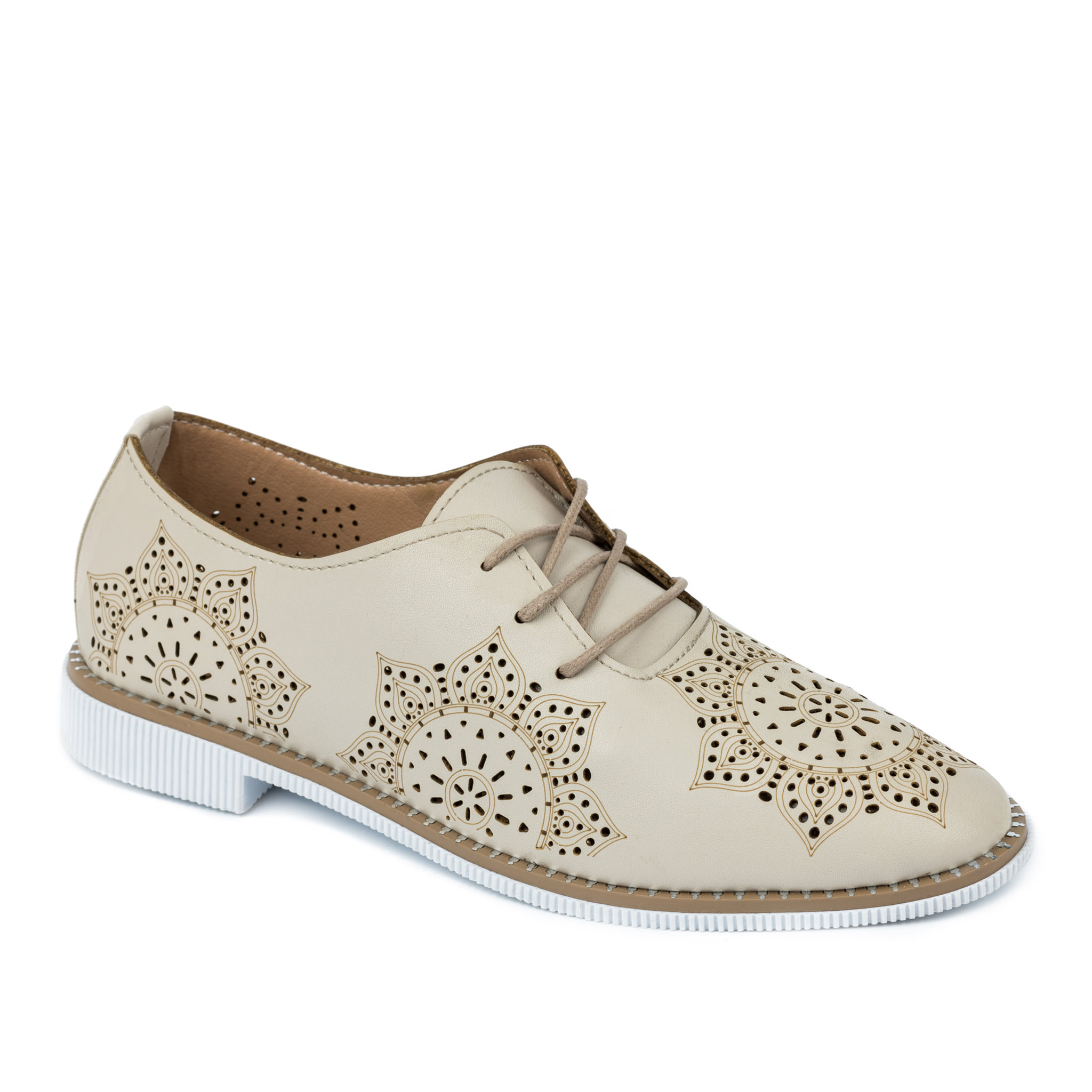HOLLOW OXFORD SHOES - BEIGE