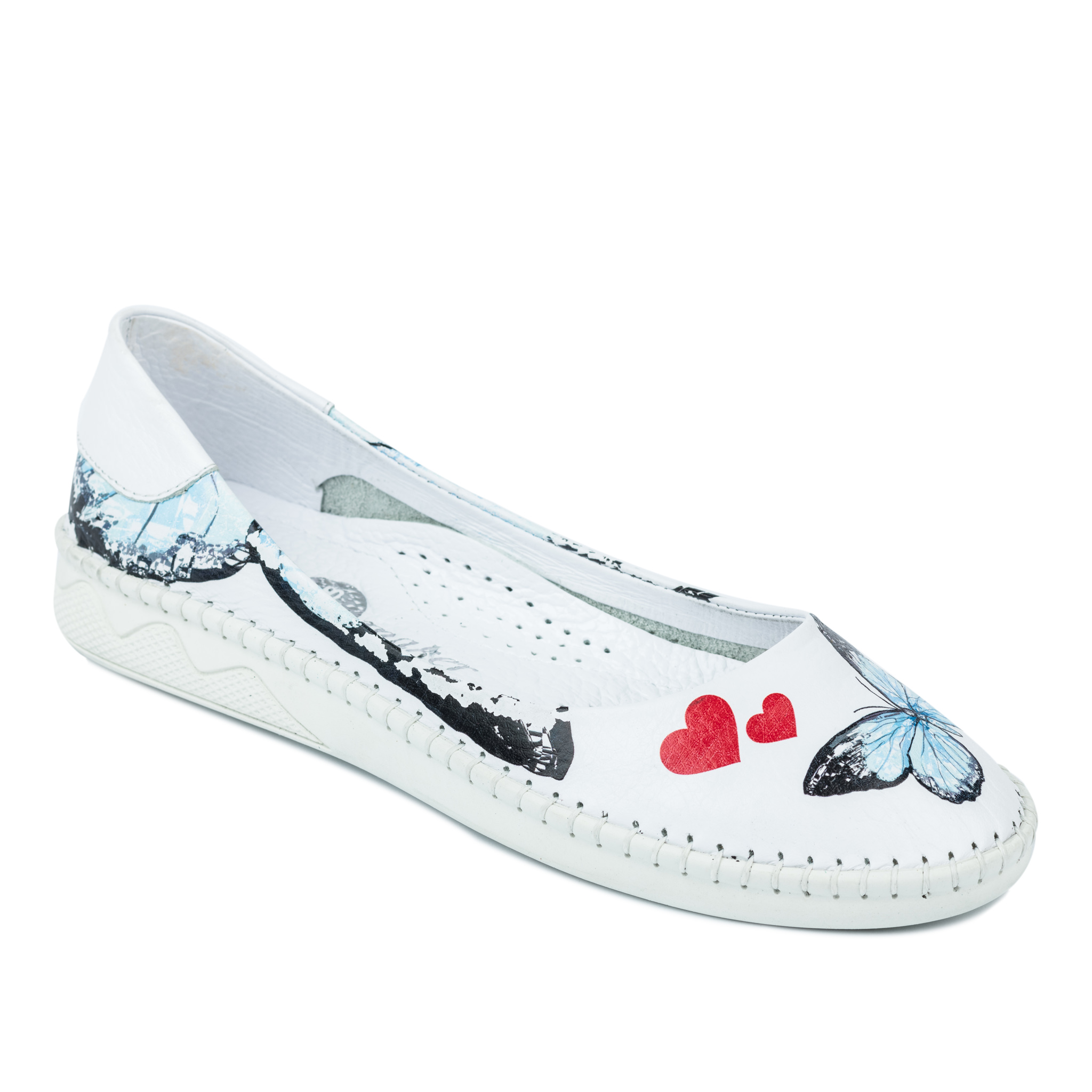 Leather ballet flats A222 - WHITE