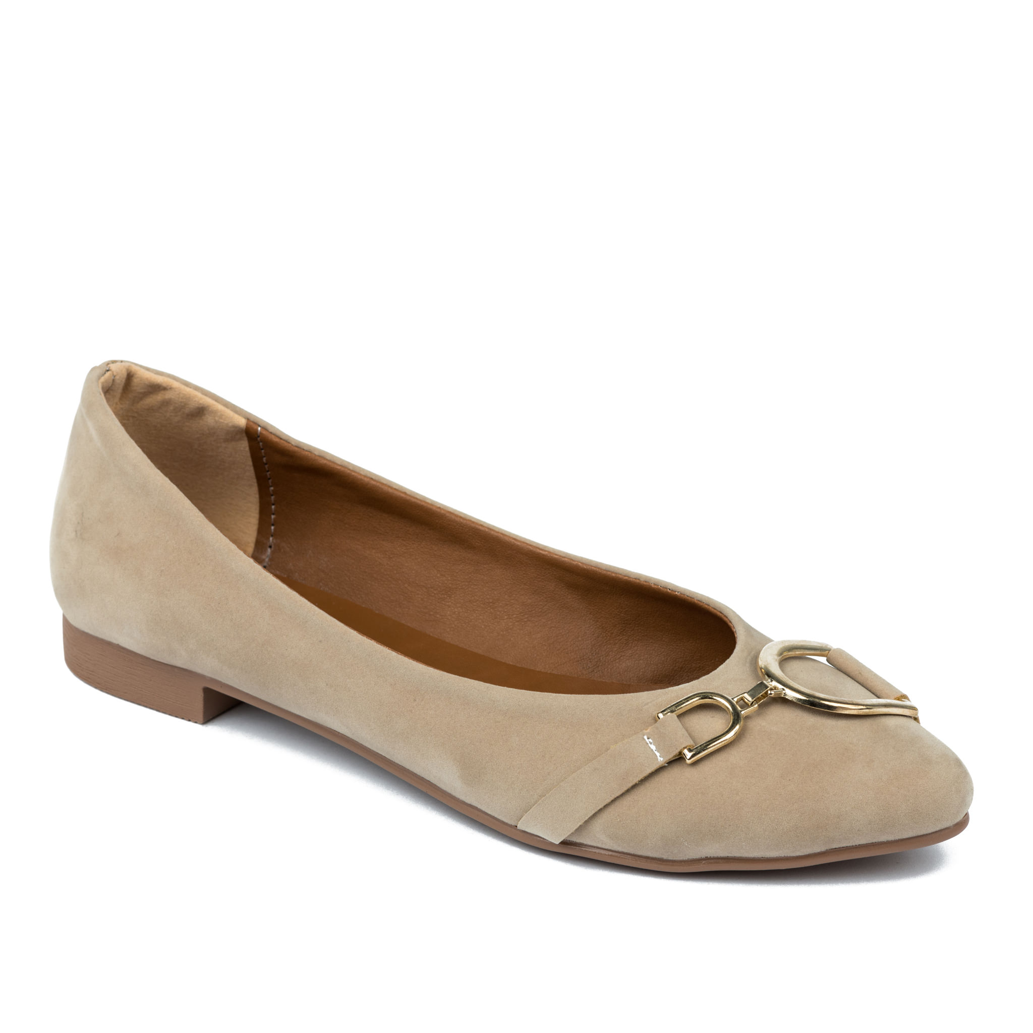 PLUSH FLATS WITH ORNAMENTS - BEIGE