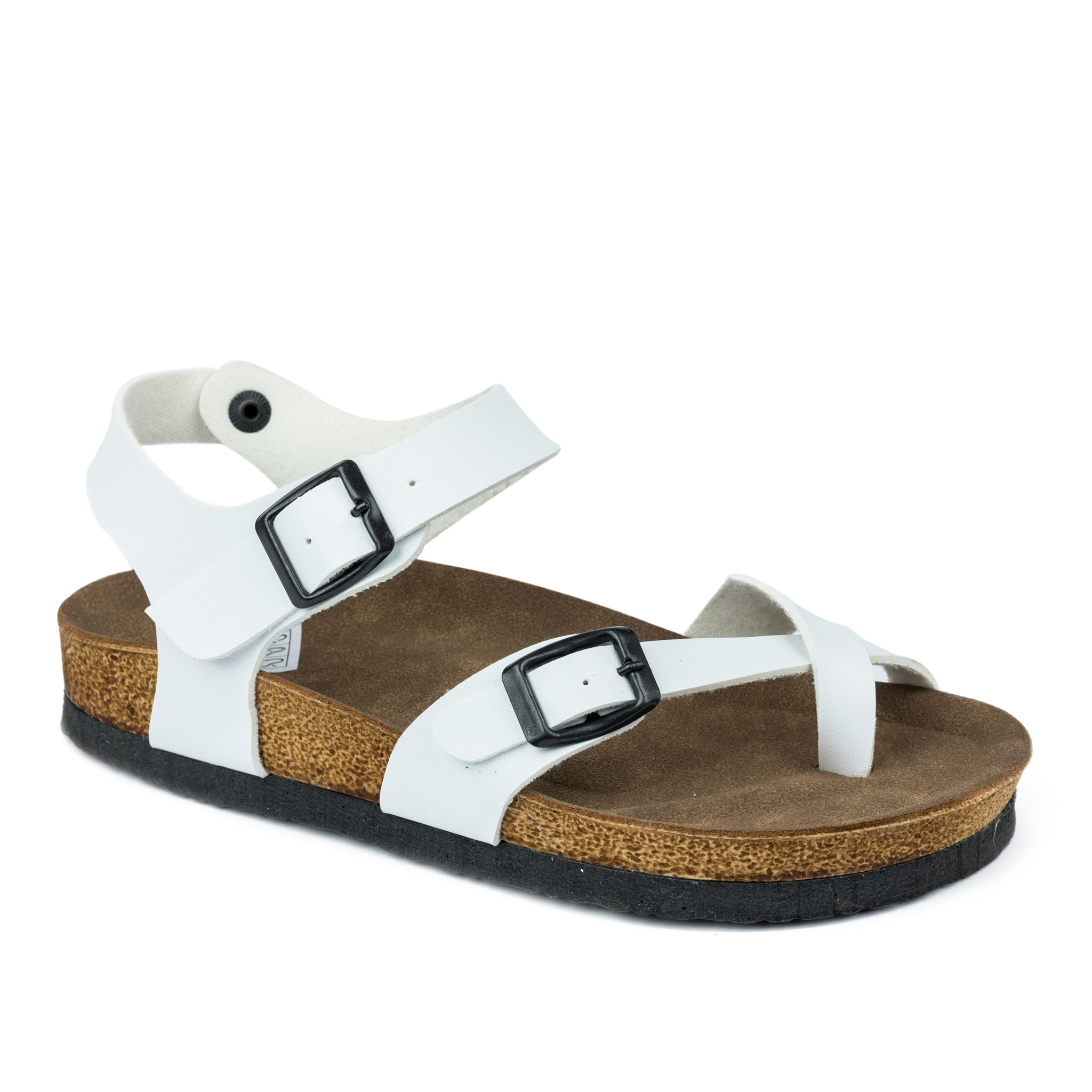 TOE LOOP SANDALS WITH BELT - WHITE
