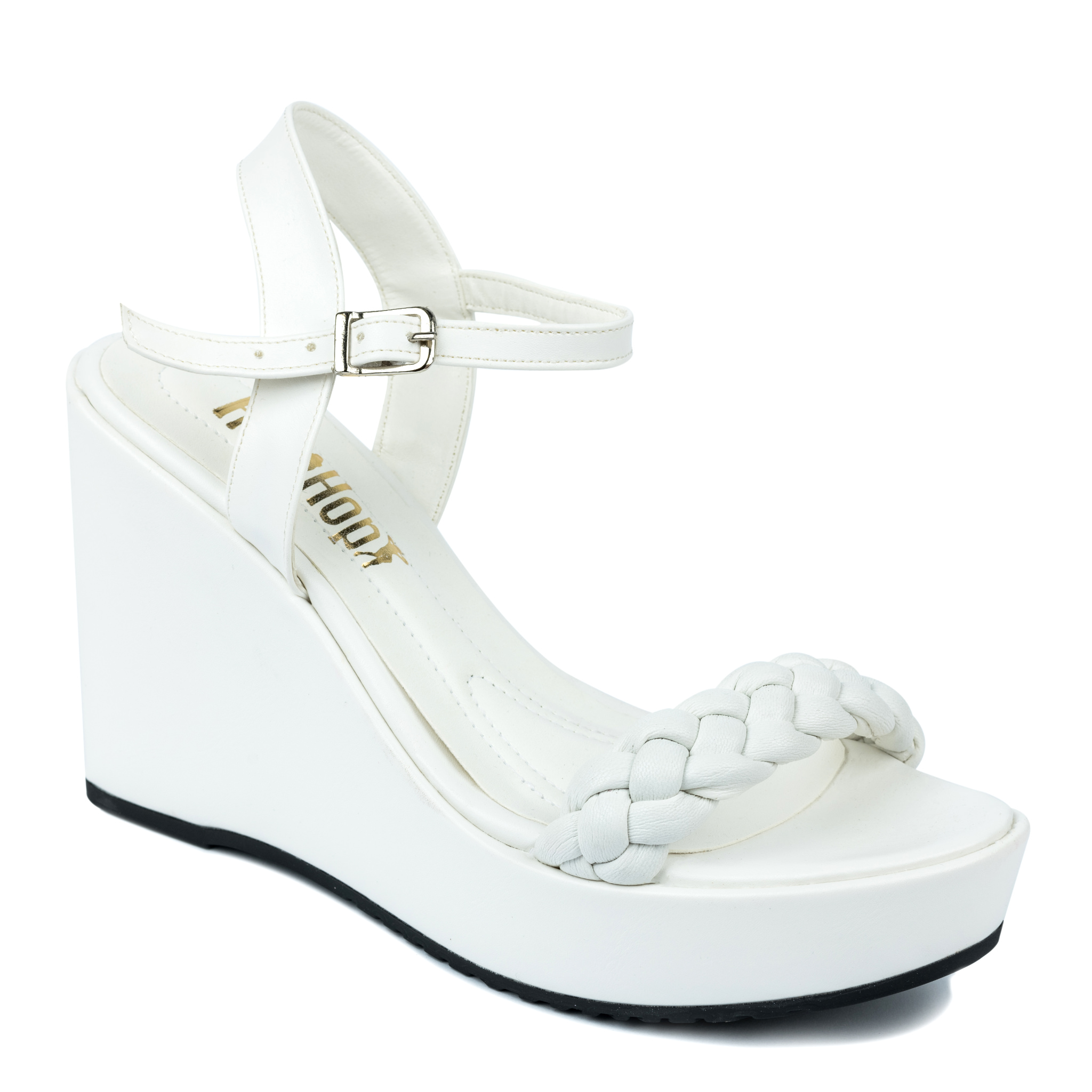 KNITTED WEDGE SANDALS - WHITE