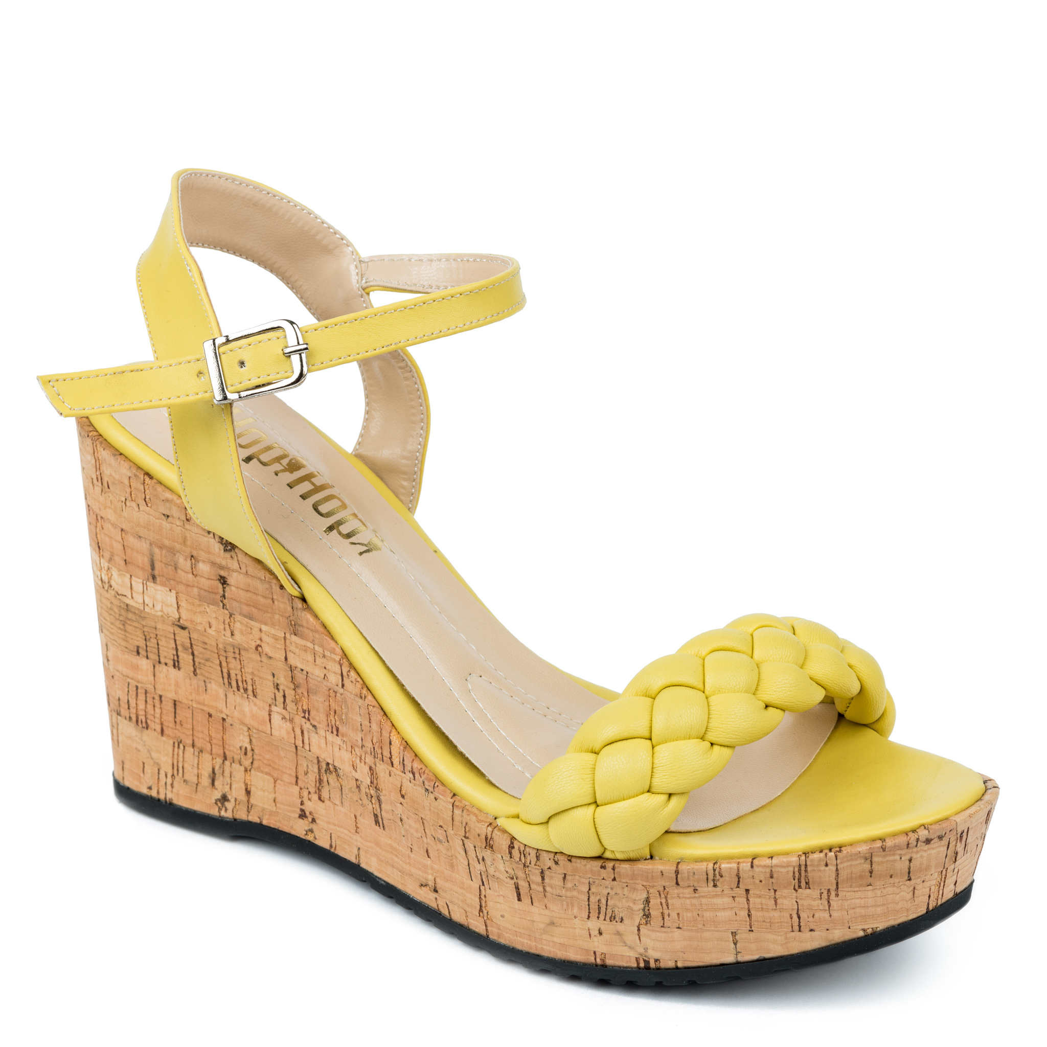 KNITTED WEDGE SANDALS - YELLOW
