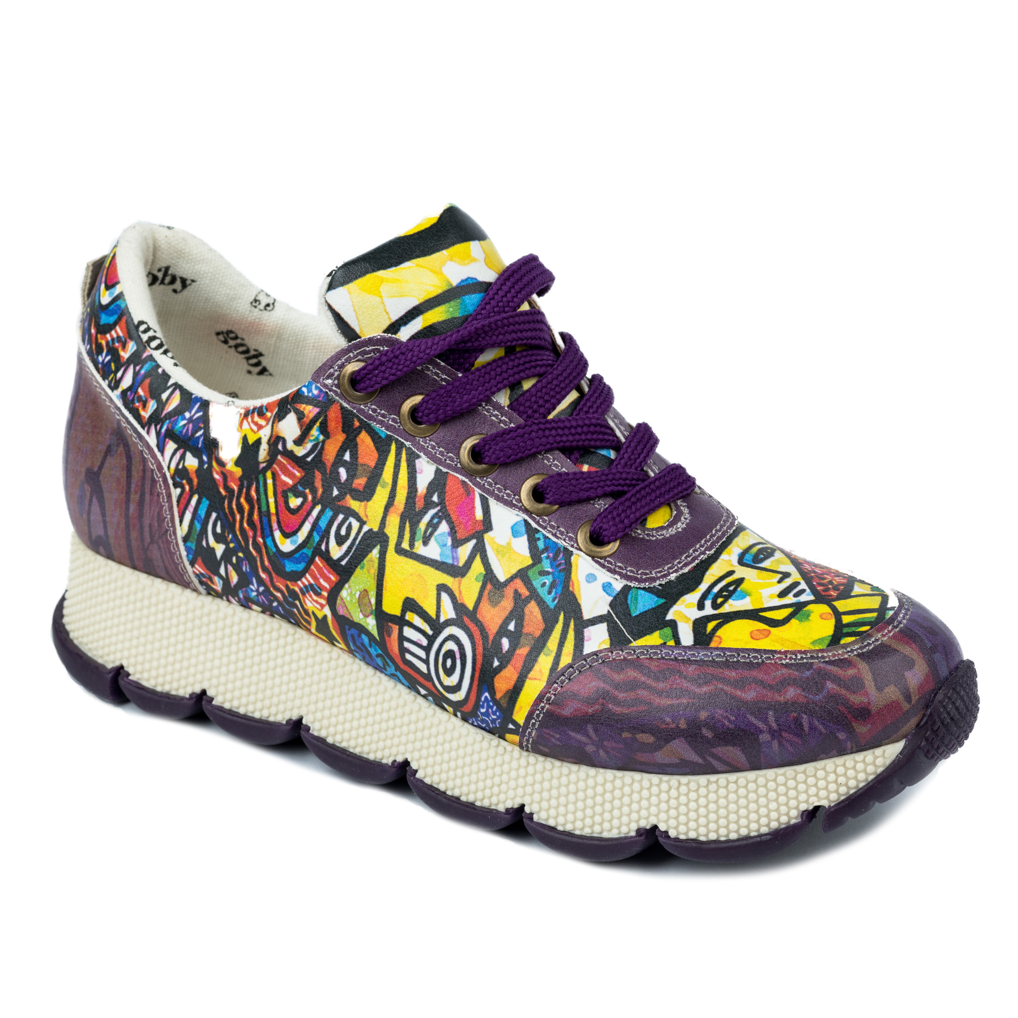 LACE UP PRINTED SNEAKERS - PURPLE